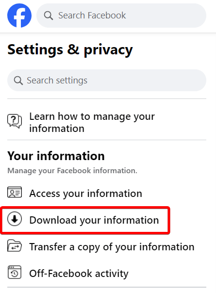 télécharger données personnelles Facebook 