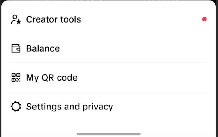 8 menu settings tiktok
