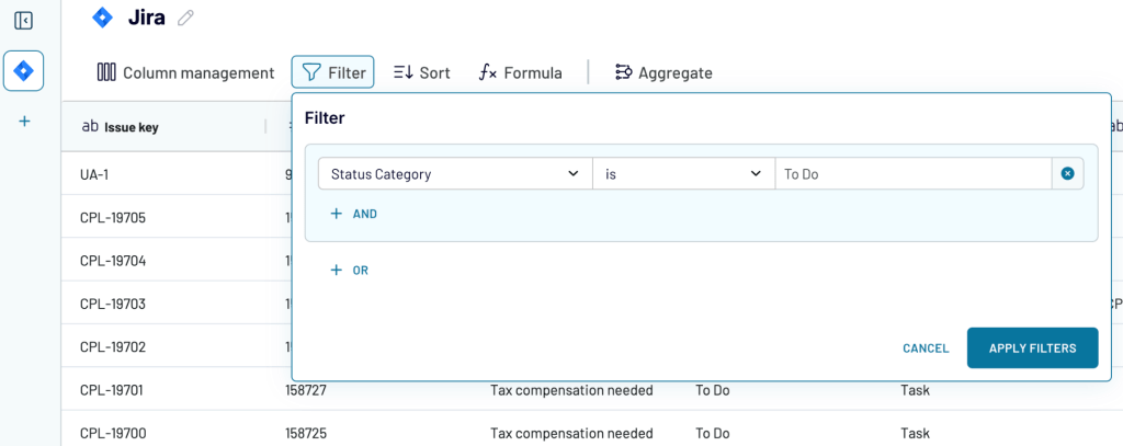 Filter Jira data in Coupler.io