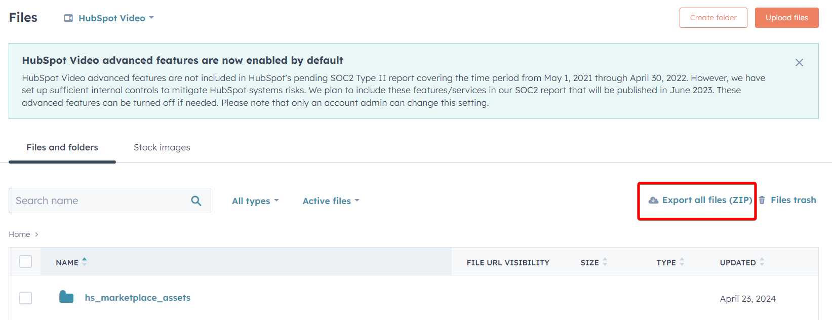exporter les fichiers hubspot v2