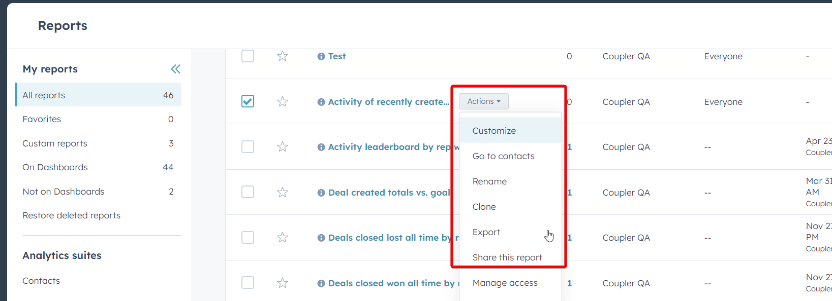 exporter les rapports HubSpot