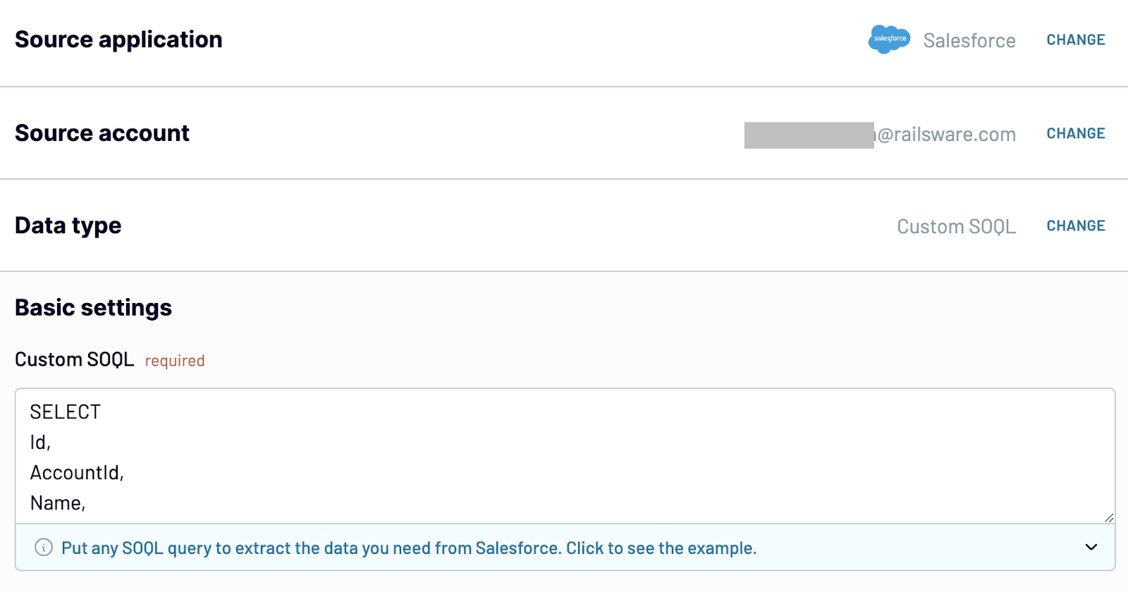 fuente de exportación de datos de salesforce