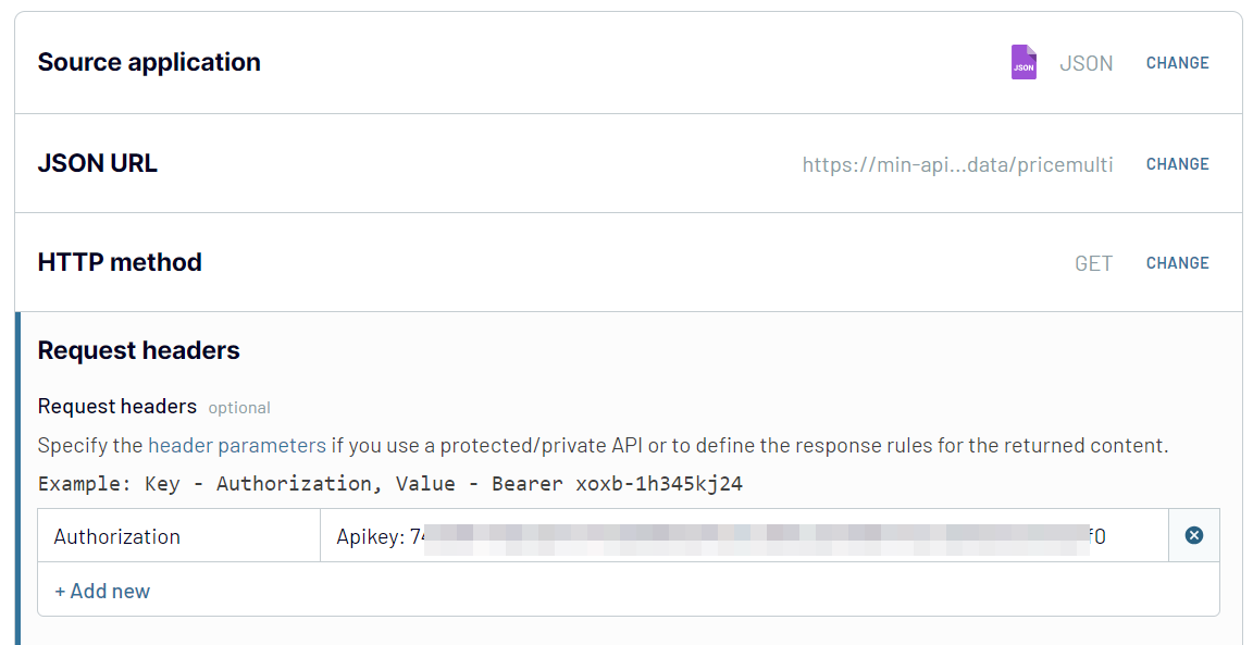 cabeceras de solicitud de api a excel source