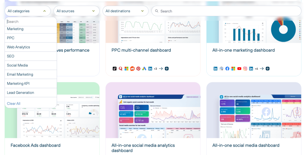 dashboard gallery client reports