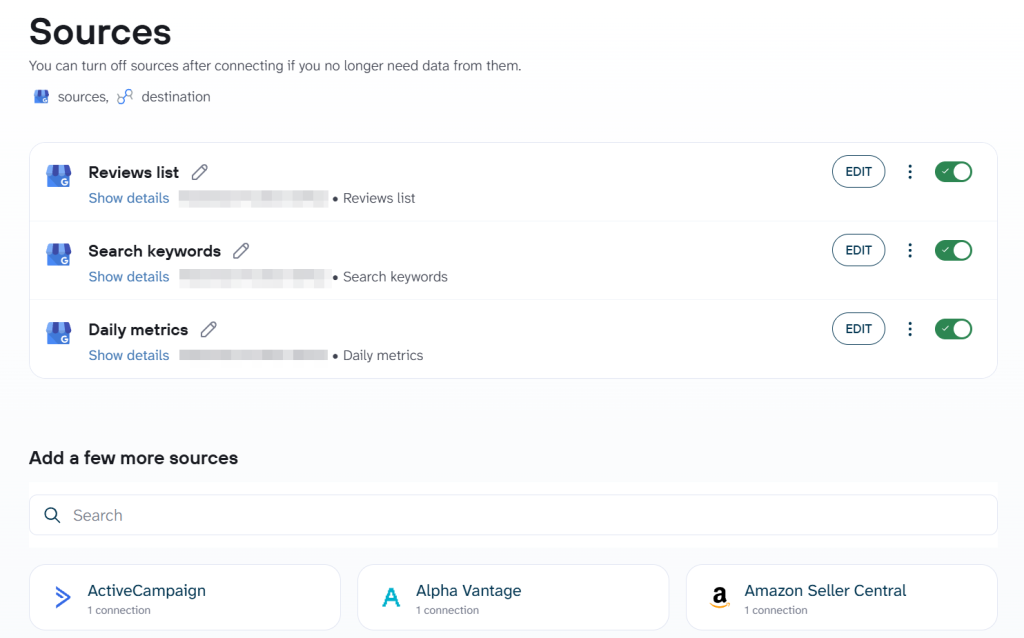 google my business profile data set