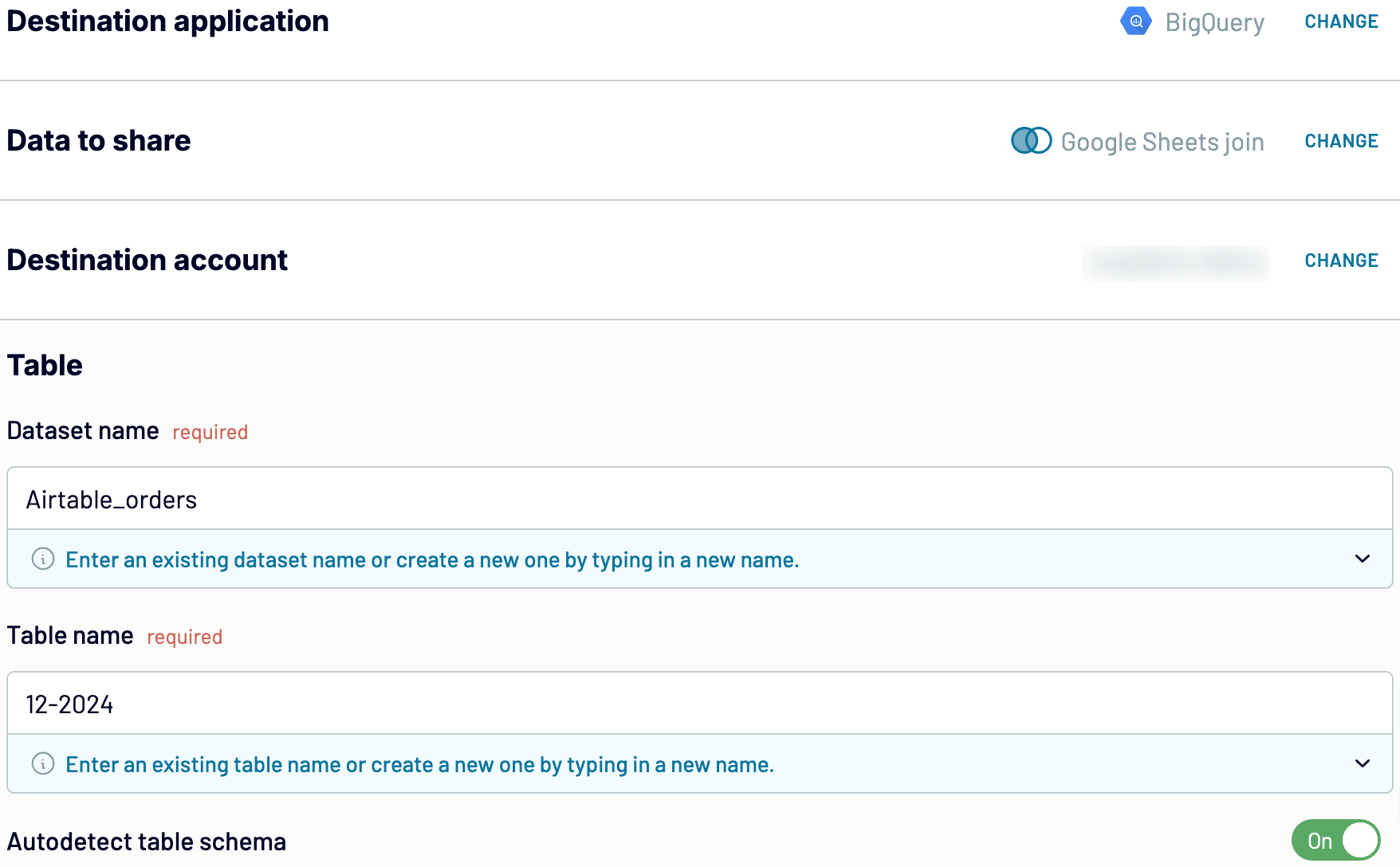 Configuration de la destination BigQuery avec Coupler.io
