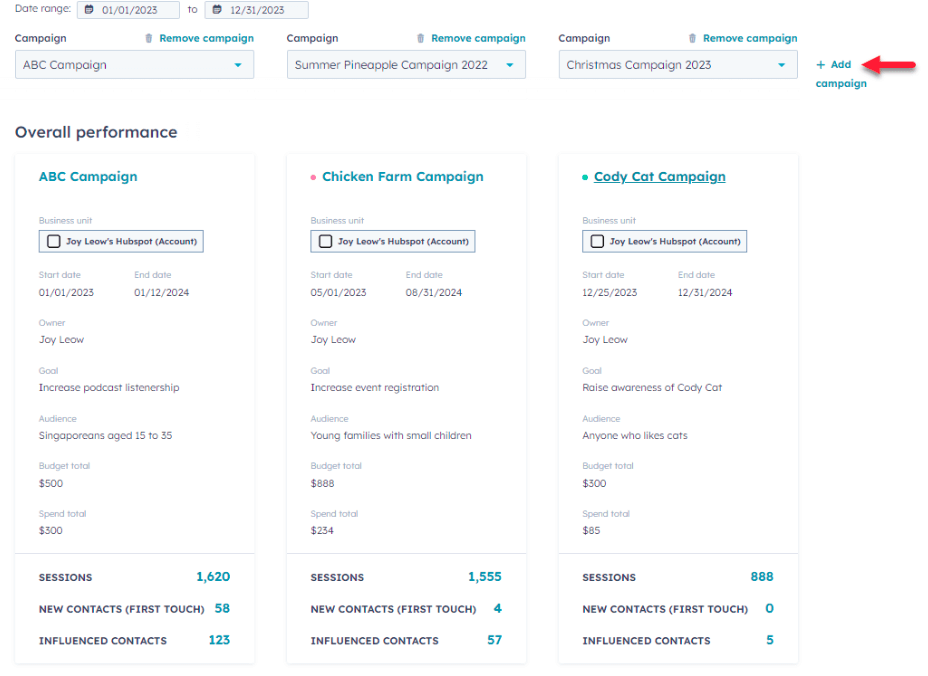 configuración de los análisis de campaña