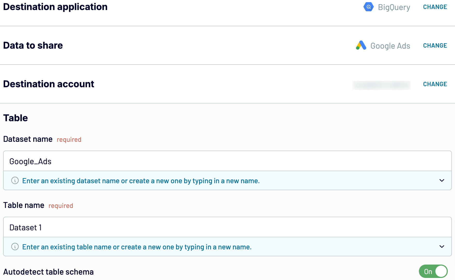 4. Paramètres de destination BigQuery avec Coupler.io