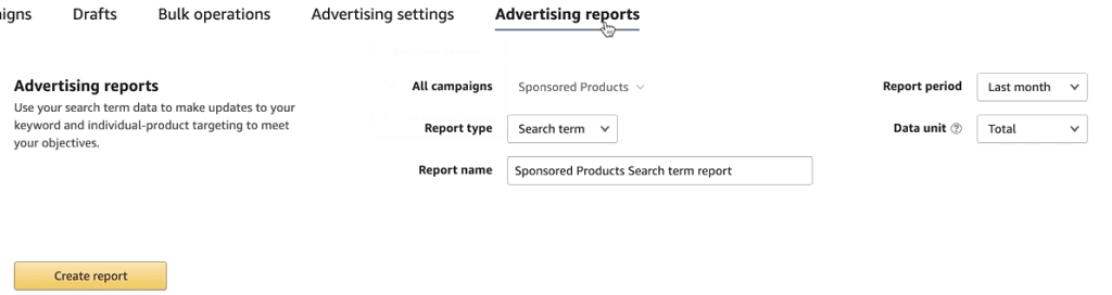amazon ads create report