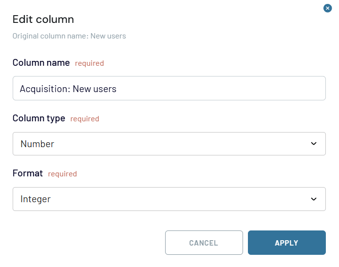 transformation column management edit column