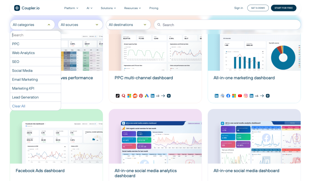 dashboard templates marketing agency reporting