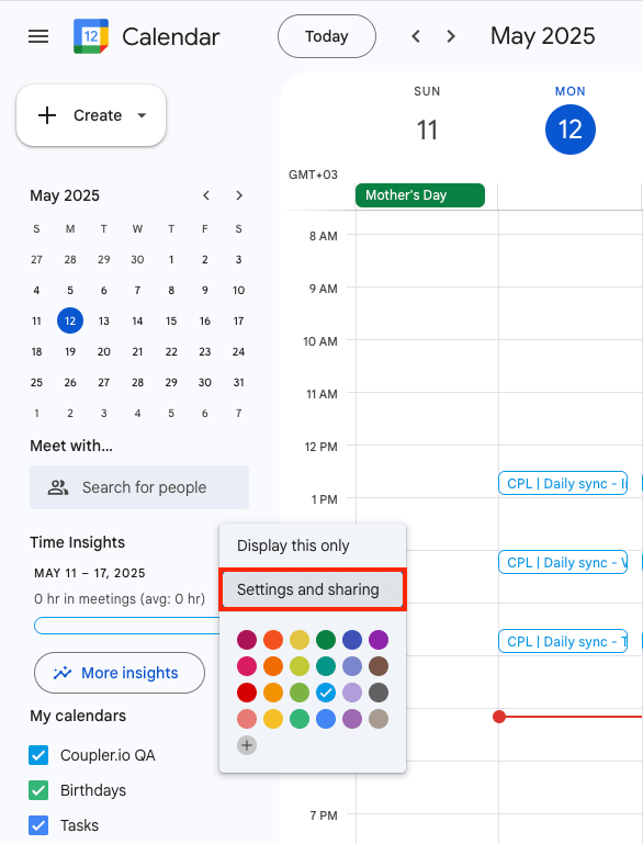 google calendar to json access google calendar settings and sharing options v2