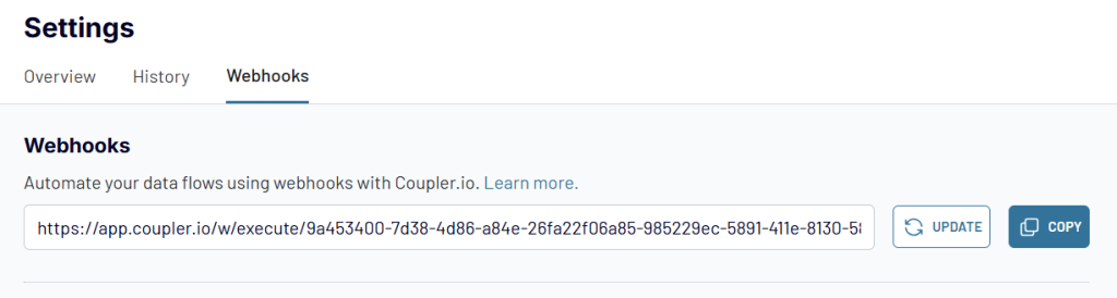 Webhooks settings