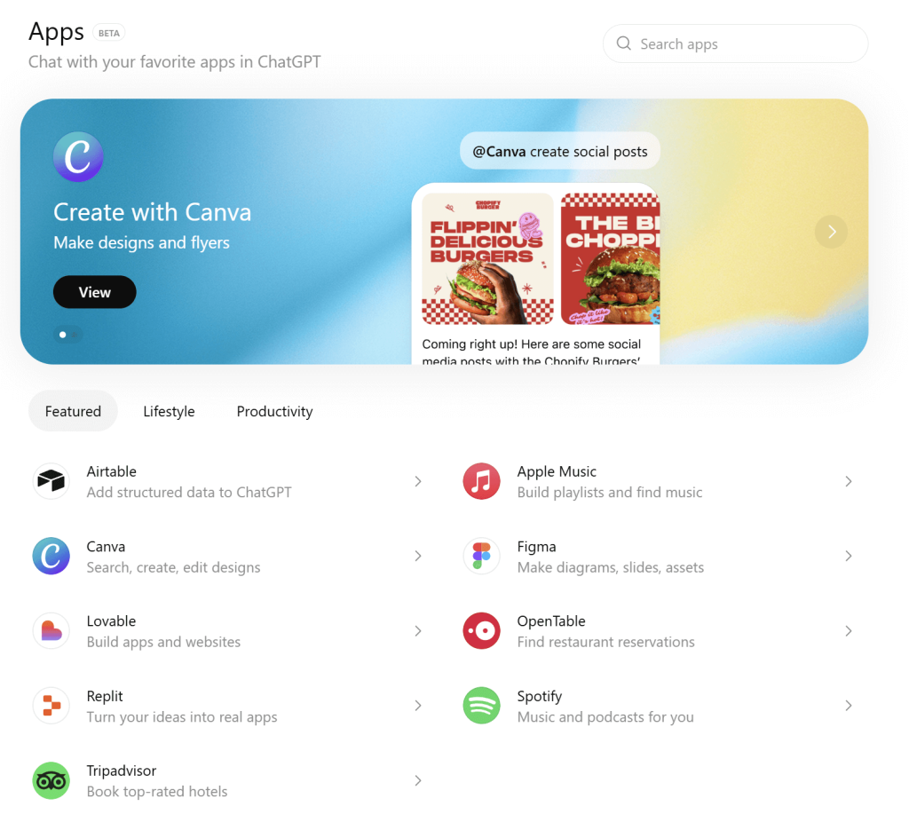 chatgpt apps library