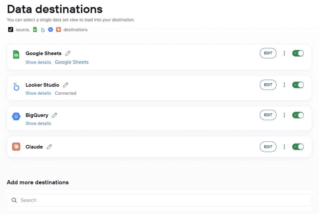 tiktok gmv multiple destination