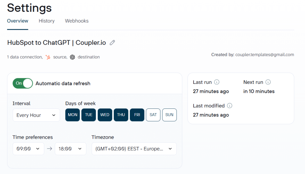 Flow settings and scheduling