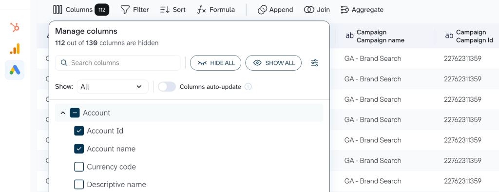 column management