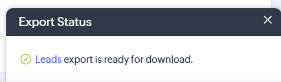 Zoho CRM export notification