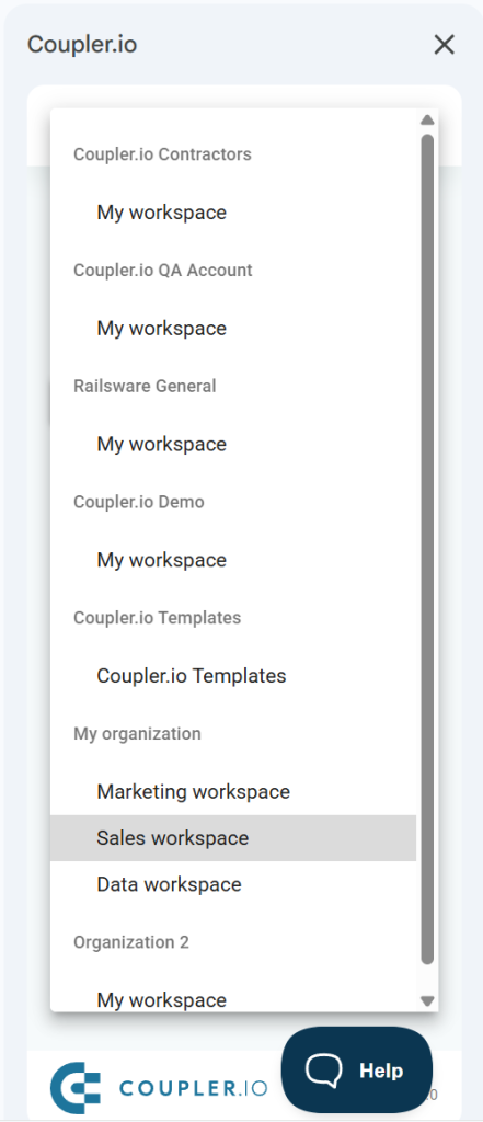 switch workspaces add on