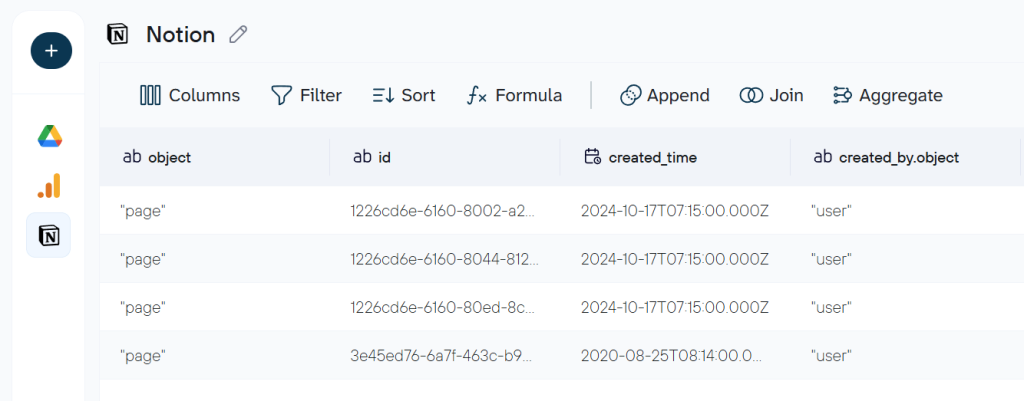 notion data set