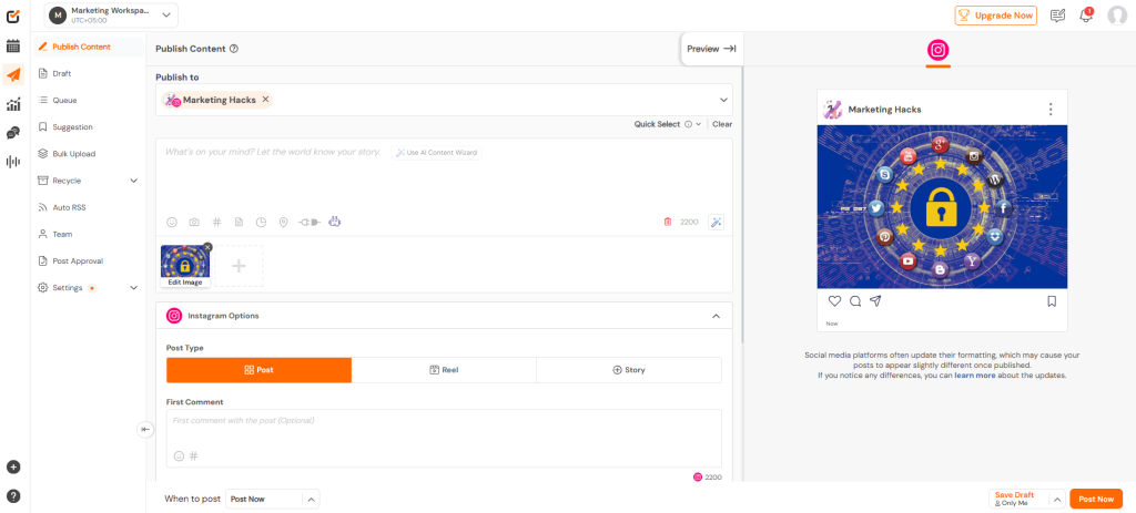 social champ dashboard