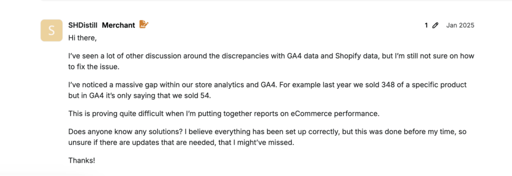 shopify community dtc analytics issues