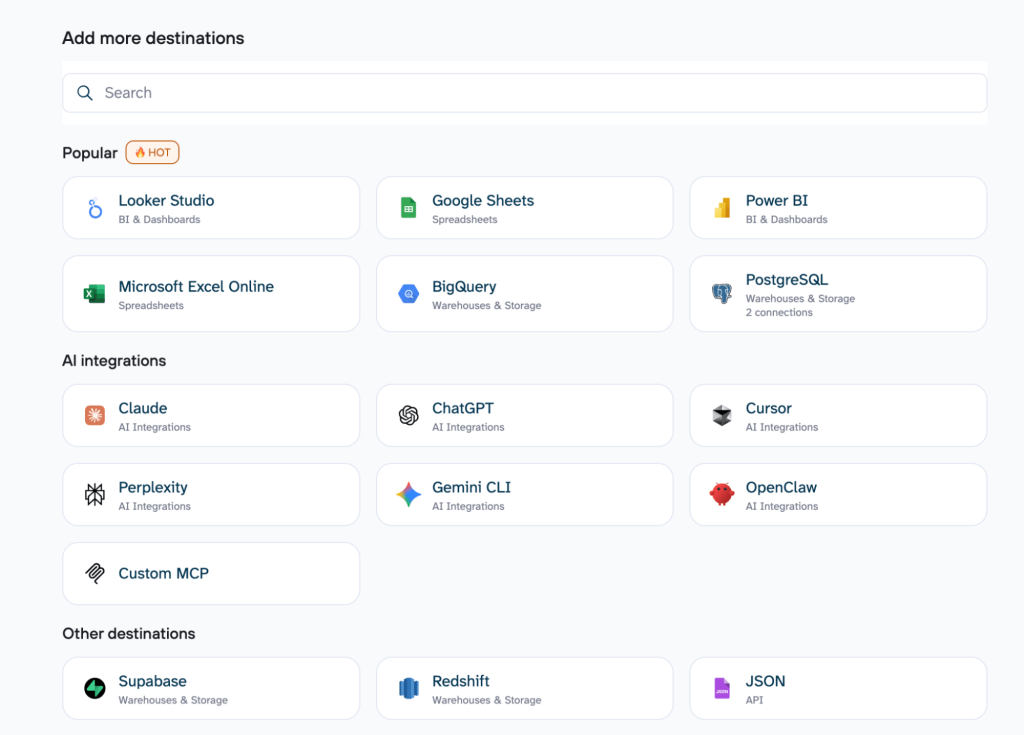coupler data destinations