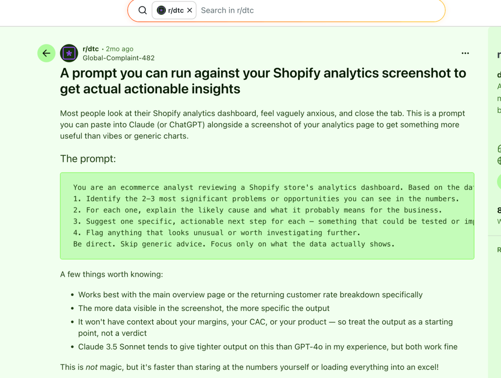 dtc analytics prompt insights