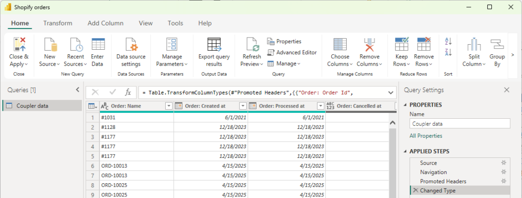 The Power Query Editor interface