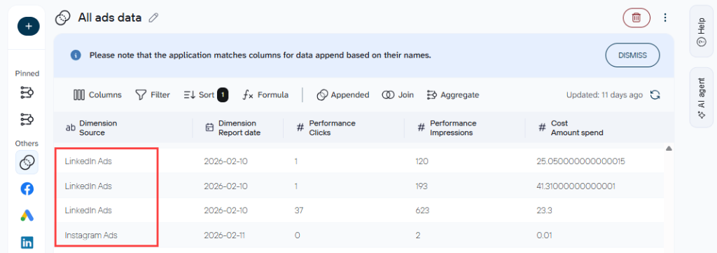 Appending data using Coupler.io