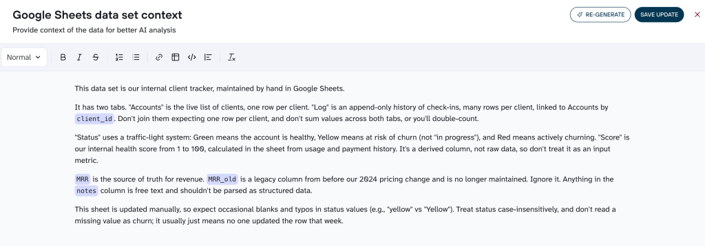 Google Sheets context