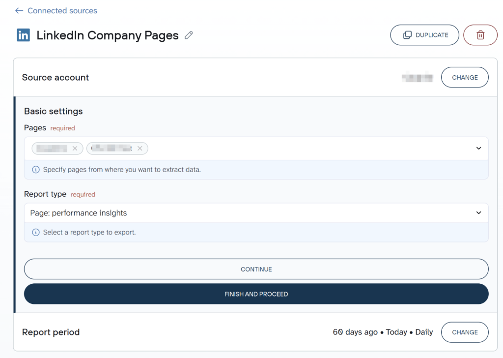 Setting up LinkedIn Company Pages as the data source in Coupler.io