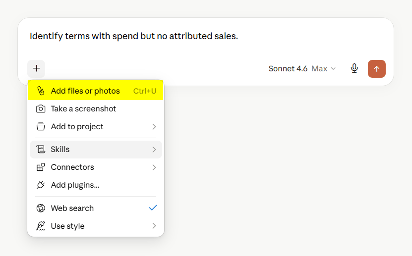 manual amazon ads export to claude