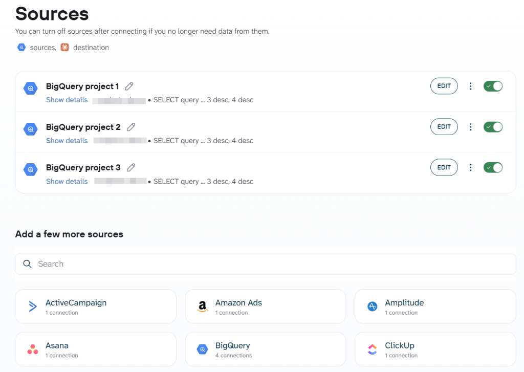 bigquery multiple source coupler io