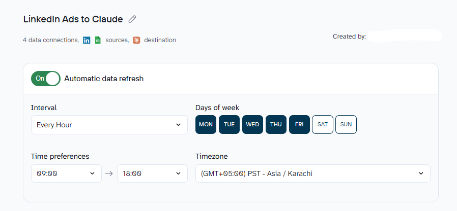Refresh schedule in Coupler.io