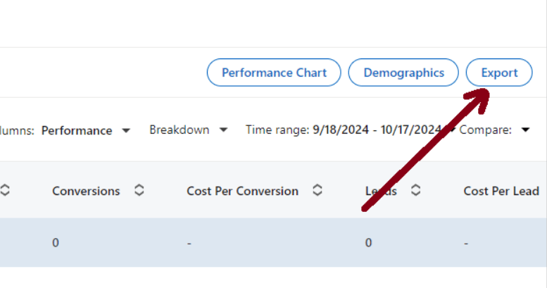 Export LinkedIn Ads data manually