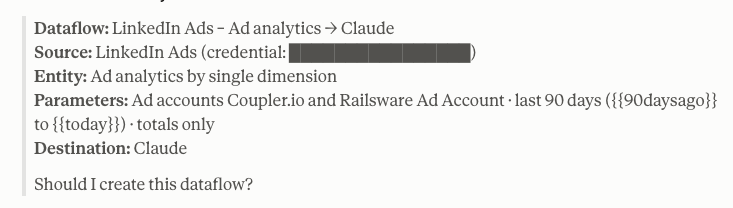 claude data flow creation
