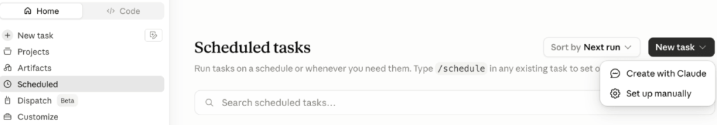 claude scheduled tasks setting