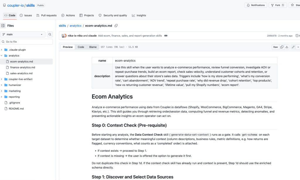 coupler skills for ecom analytics github repo