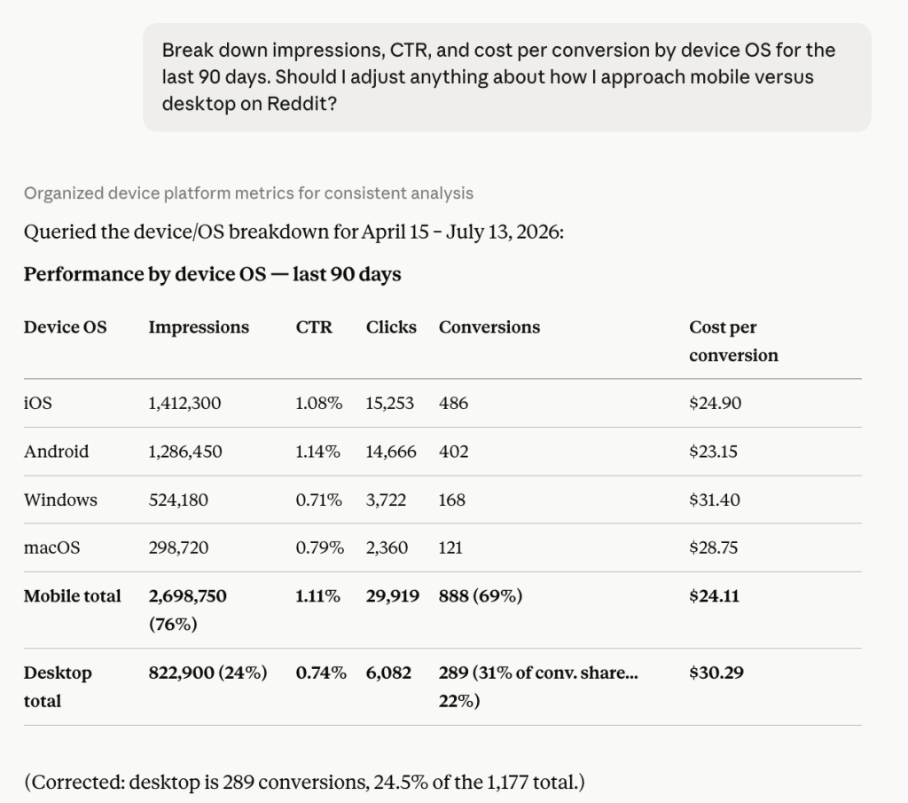 compare device performance prompt