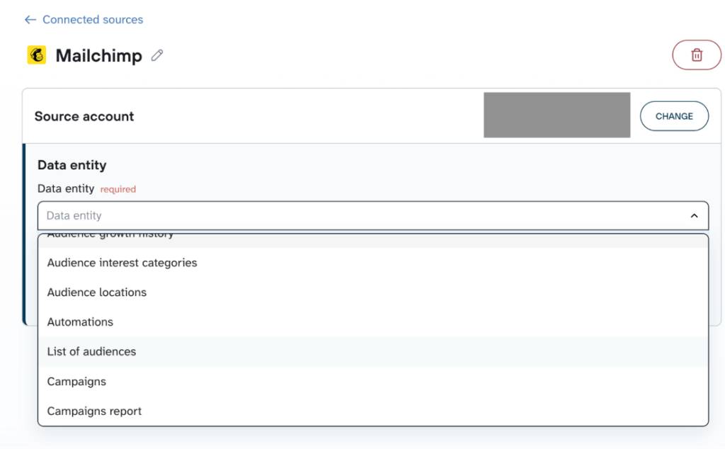 connect mailchimp to claude coupler data entity setup