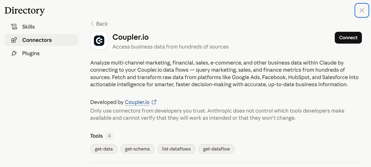 Coupler.io connector in Claude