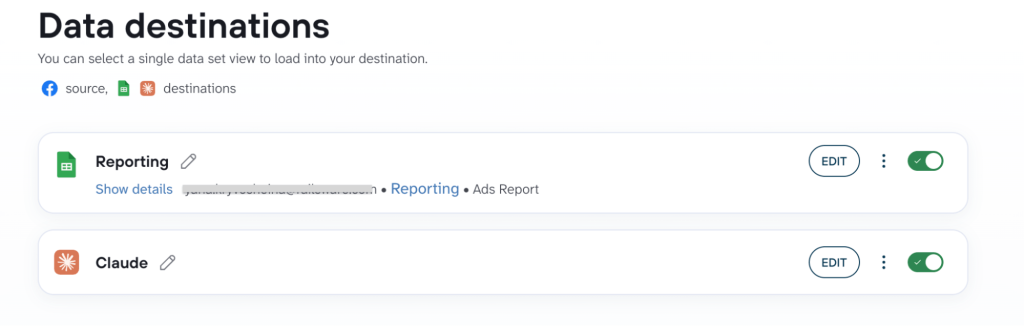 3. Data destinations