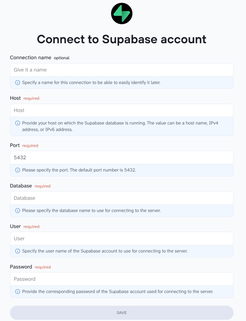 Supabase destination (connection)