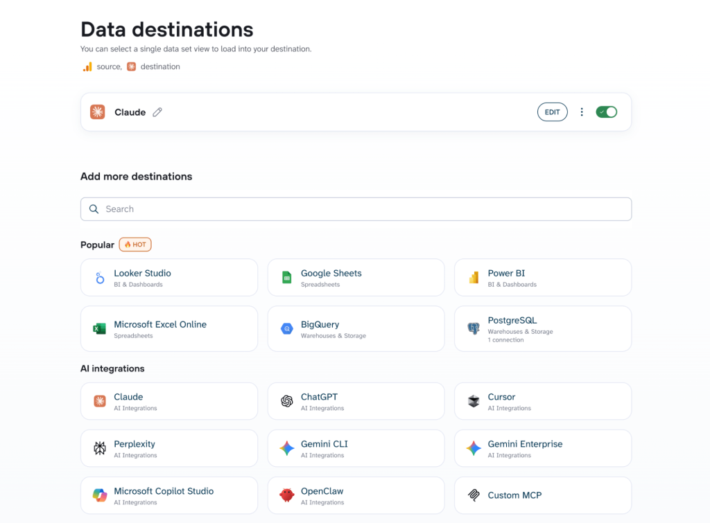 coupler data destinations add multiple