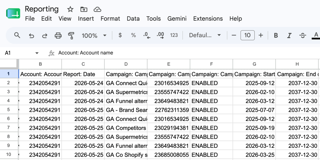 6. Google Sheets