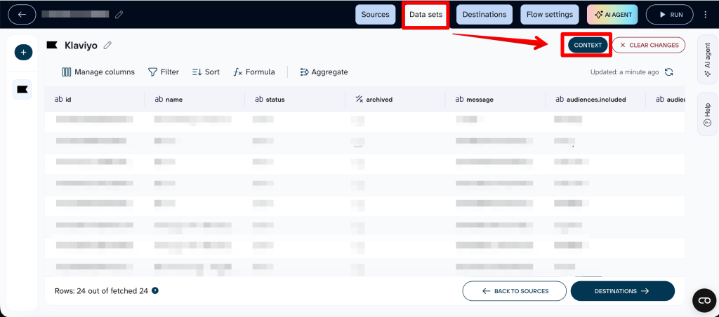 Context in data sets