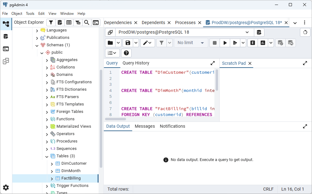 pgAdmin interface