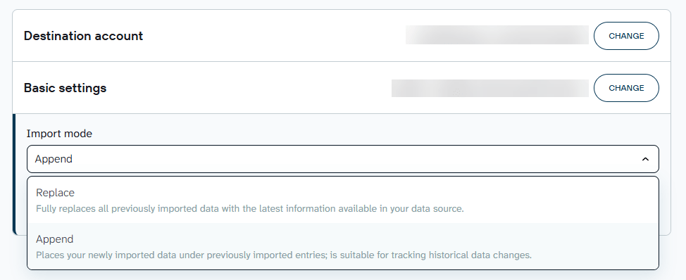 Coupler.io Selecting the Import mode