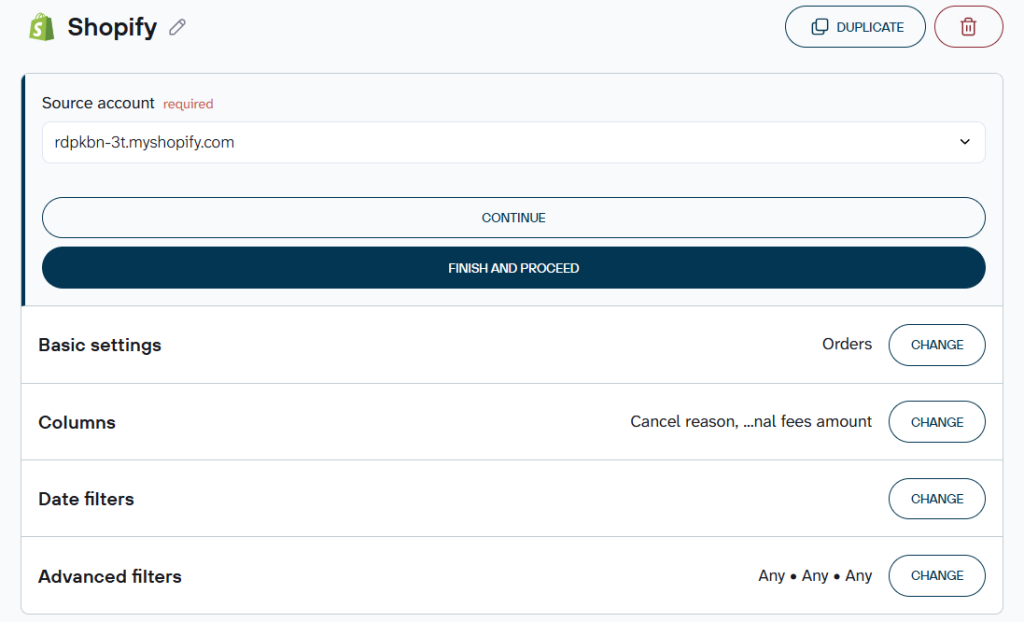 Shopify as data source